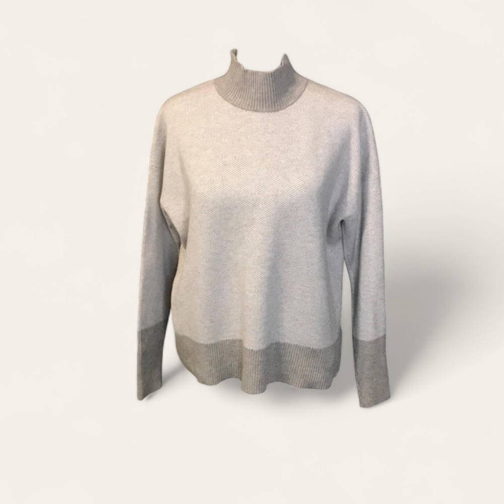 Rachel Zoe Two-Tone Light Gray & Heather Gray Turtleneck Sweater - Picture 2 of 7